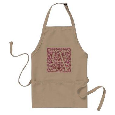 Filigree Pink A Monogram Adult Apron