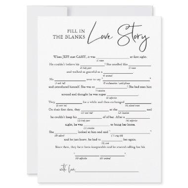 Fill in the Blanks Love Story | Bridal Shower Game Invitations