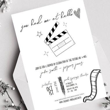 Film Noir - White+Silver - Wedding Shower Invite