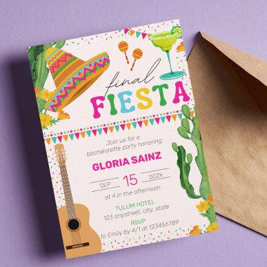 Final Fiesta Mexican Vibrant Bachelorette Party Invitations