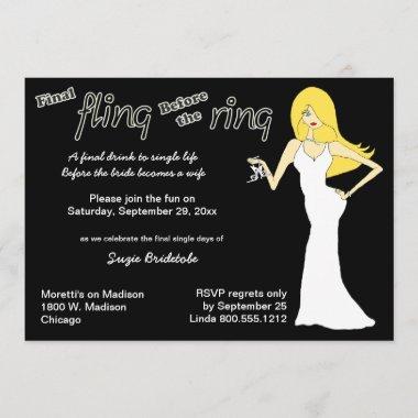 Final Fling Before The Ring Blonde Haired Bride Invitations