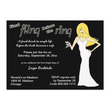 Final Fling Before The Ring Blonde Haired Bride Invitations