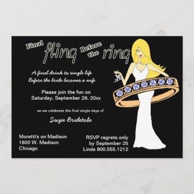 Final Fling Before The Ring Yellow Haired Bride Invitations