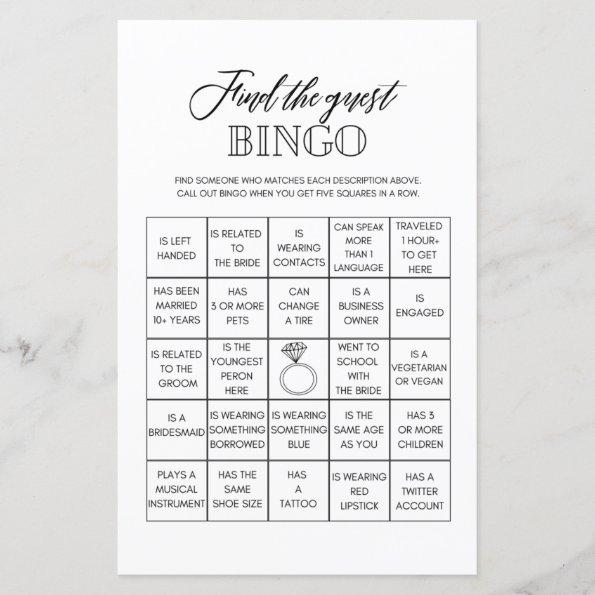 Find the guest bingo bridal shower game