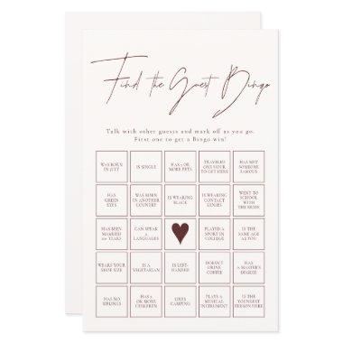 Find The Guest Bingo Burgundy Bridal Shower Game