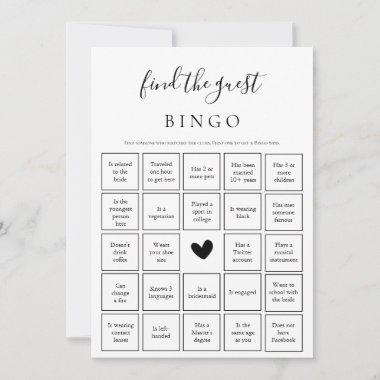 Find the Guest Bingo Game Bridal Shower Invitations