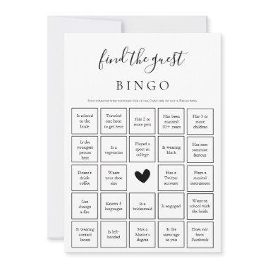 Find the Guest Bingo Game Bridal Shower Invitations