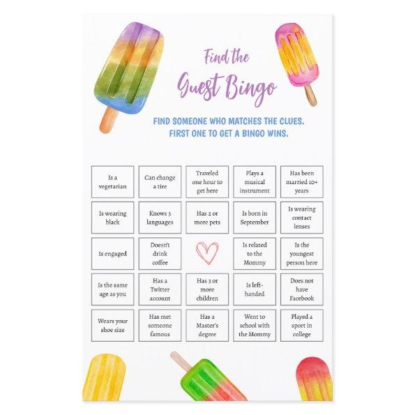 Find the Guest Bingo Game Summer Baby Shower