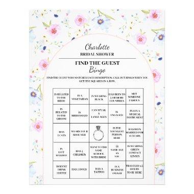 Find The Guest Bridal Shower Bingo Floral Flyer