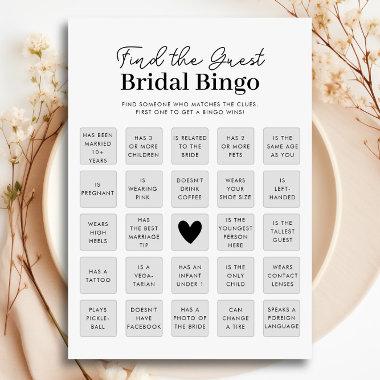 Find The Guest Bridal Shower Bingo Game Invitations