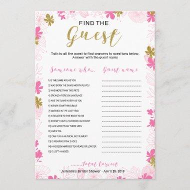 Find the Guest Bridal Shower Floral Game Invitations