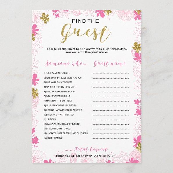 Find the Guest Bridal Shower Floral Game Invitations