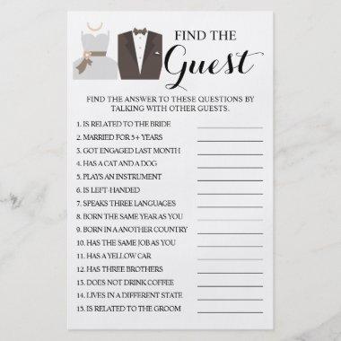Find the Guest Bridal Shower Game Invitations Flyer