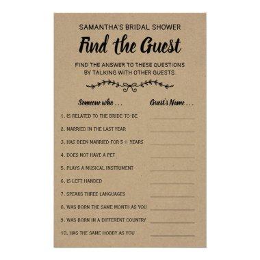 Find the Guest Bridal Shower Rustic Game Invitations Flyer