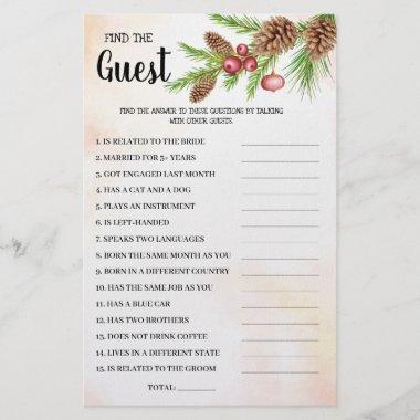 Find the Guest Christmas Bridal Shower Game Invitations Flyer