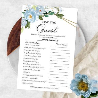 Find The Guest Game Dusty Blue Bridal Shower Flyer