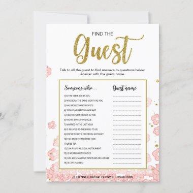 Find the Guest Game | Gold and Pink Bridal Shower
