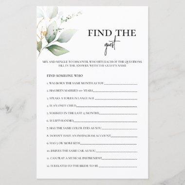 Find the Guest Greenery Bridal Shower Game