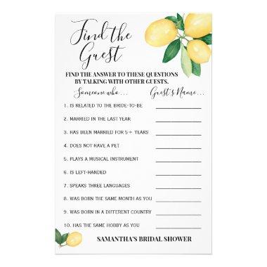Find the Guest Lemons Bridal Shower Game Invitations Flyer