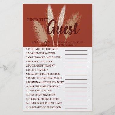 Find the Guest Pampas Bridal Shower Game Invitations Flyer