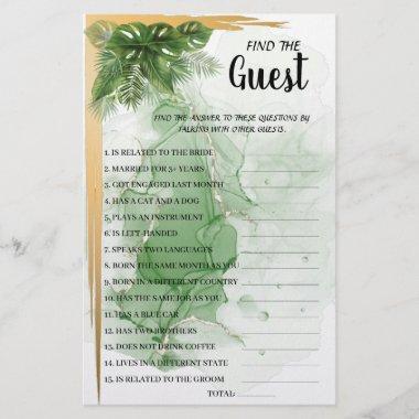 Find the Guest Tropical Bridal Shower Game Invitations Flyer