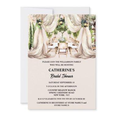 Fine dining al fresco winery table drapes lantern Invitations