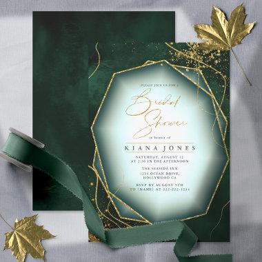Fine Gold Lines Abstract Bridal Shower Green ID867