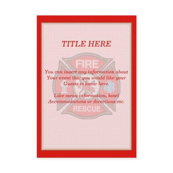 Fire-Rescue EMT Wedding Insert Card