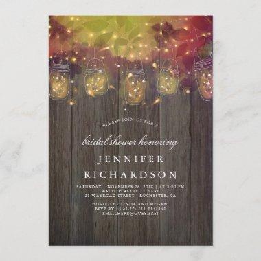 Firefly Lights and Mason Jars Rustic Bridal Shower Invitations