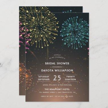 Fireworks Party | Modern Typography Bridal Shower Invitations
