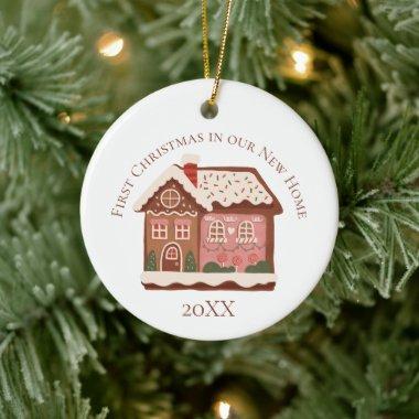 First Christmas in our New Home Gingerbread House Ceramic Ornament