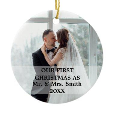 First Christmas Married as Mr. & Mrs. PHOTO Ceramic Ornament
