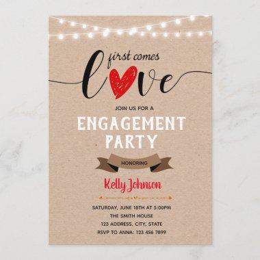 First comes love engagement Invitations