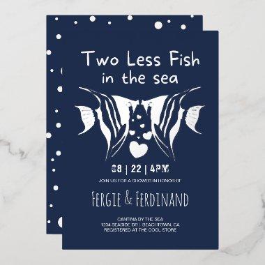 Fish in the Sea Nautical Navy Couples Shower Foil