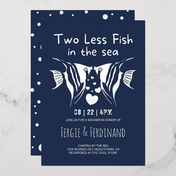 Fish in the Sea Nautical Navy Couples Shower Foil