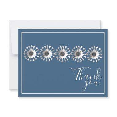 Five White Daisies Blue Background Thank You Post