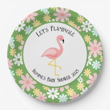 Flamingo and Retro Daisy Flower Paper Plates