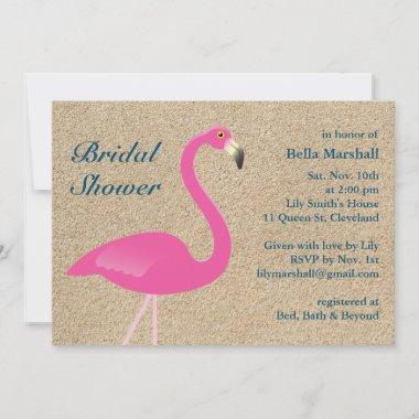 Flamingo Beach Bridal Shower Invitations