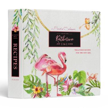 Flamingo Bridal Shower Cookbook 3 Ring Binder