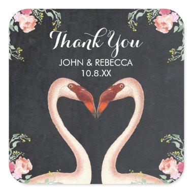 Flamingo chalkboard thankyou favor sticker wedding