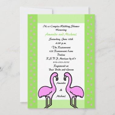 Flamingo Couple Couples Wedding Shower Invitations