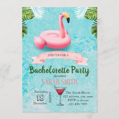 Flamingo float bachelorette Invitations