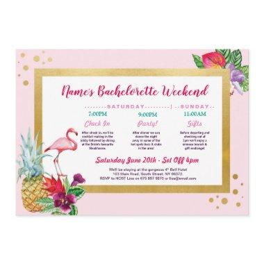 Flamingo Itinerary Bachelorette Bridal Shower Pink Invitations