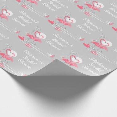 Flamingo Love Side Bridal Shower wrapping paper