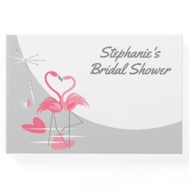 Flamingo Love Side Large Moon Bridal Shower Guest Book
