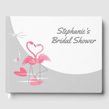 Flamingo Love Side Large Moon  Guest Book