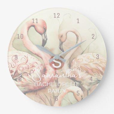 Flamingo Monogram Template Wall Clock