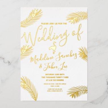 Flamingo Palm  Foil Pressed Wedding