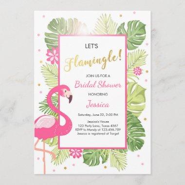 Flamingo party Tropical luau Bridal shower invite