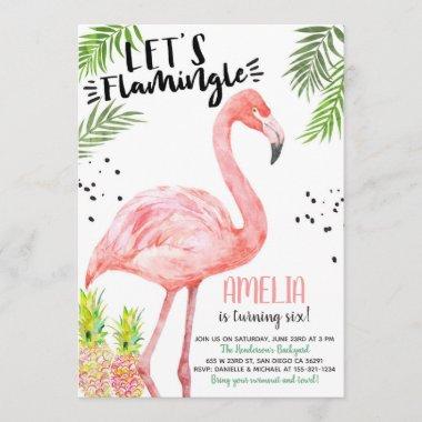 Flamingo Pineapple Watercolor Invitations Event